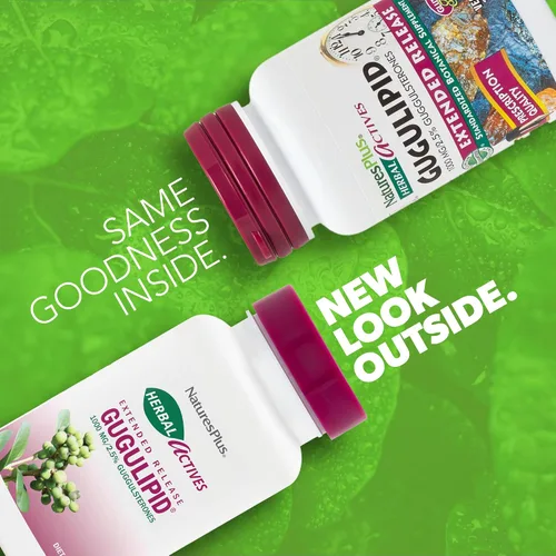 Vista 2 de NaturesPlus Herbal Actives Gugulipid, liberación prolongada, 1000 mg, 2.5% de guggulsteronas, 30 tabletas veganas, suplemento botánico ayurvédico