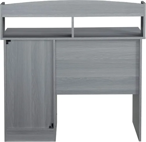 Vista 7 de Techni Mobili Escritorio moderno para oficina, color gris 41" modern desk with hutch, open shelves, compact workstation design, sturdy frame; grey