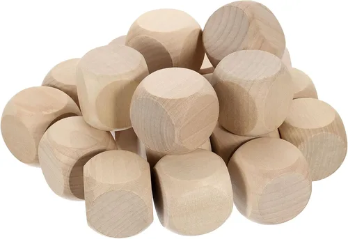 Vista 9 de uxcell 20 dados de madera en blanco, 1.97 pulgadas, cubo de madera sin terminar esquinas redondeadas, bloque cuadrado para proyectos de manualidades
