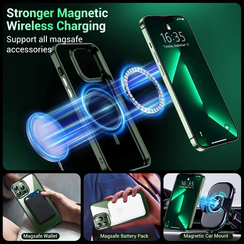 Vista 3 de Funda magnética para iPhone 13 Pro Max, [compatible con MagSafe] [no amarillenta] delgada y delgada a prueba de golpes, funda protectora para iPhone