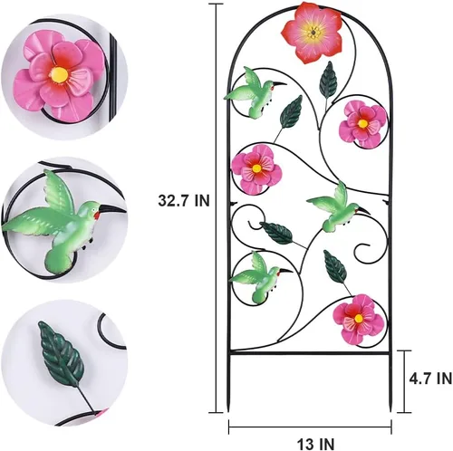 Vista 3 de YEAHOME Decoración de jardín para exteriores, estacas decorativas de colibrí de 33 pulgadas con flores rosas para decoración de jardín de primavera