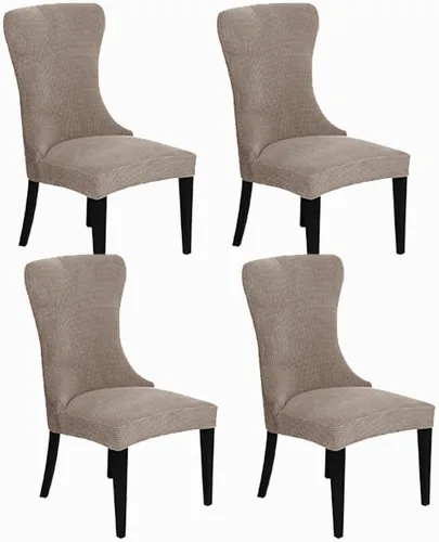 Vista 25 de XMNTG Juego de 1 funda elástica de jacquard para silla con respaldo de ala, fundas reutilizables y lavables para sillas de comedor, para banquetes