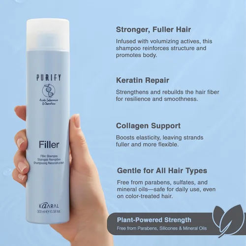 Vista 3 de Kaaral Purify Filler Shampoo - Fórmula fortalecedora y voluminizadora para mujeres y hombres - Cuidado del cabello espesante para una apariencia más
