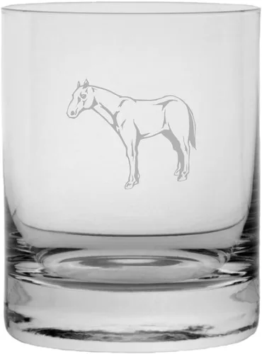 Vista 38 de Abaco Barb - Vaso de whisky con temática de caballo grabado (10.25 onzas)