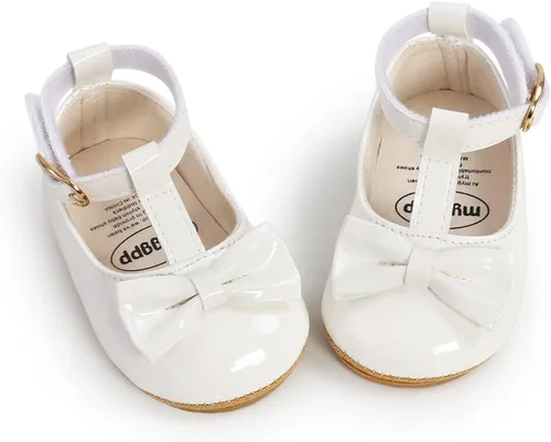 Vista 3 de LAFEGEN Zapatos de bebé para niña, antideslizantes, suela suave, de piel sintética, para bebé, Mary Jane, zapatos planos para primeros pasadores