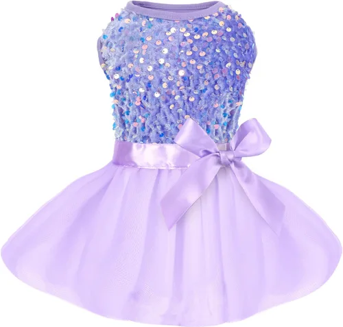 Vista 13 de Yikeyo Vestido de perro para primavera y verano, ropa de perro para perros pequeños, falda para perros pequeños, vestidos de cachorro, vestido