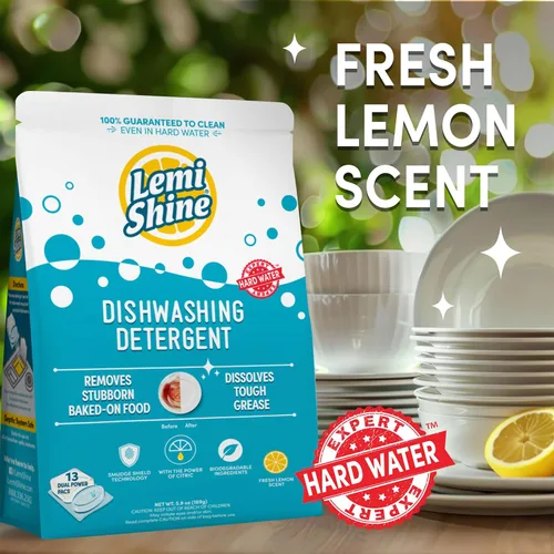 Vista 4 de Lemi Shine Cápsulas naturales para lavavajillas Cápsulas de detergente para lavavajillas todo en uno en polvo y gel con potente ácido cítrico