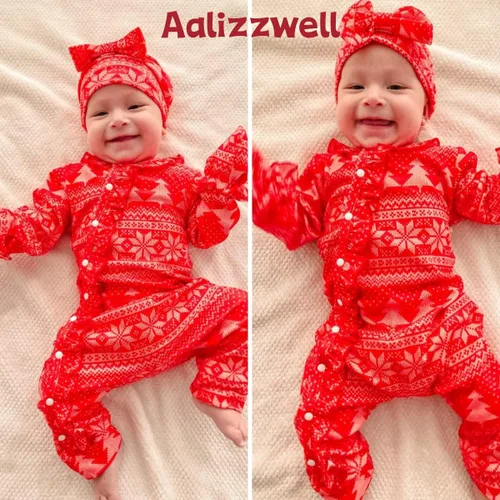 Vista 2 de Aalizzwell Mameluco para bebé niña, ropa de otoño e invierno con accesorios