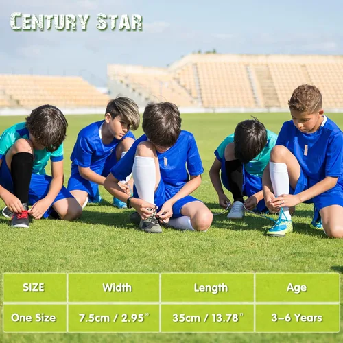 Vista 4 de Century Star 4 pares de calcetines de fútbol para niños, calcetines de fútbol de algodón a rayas, hasta la rodilla, calcetines de tubo suave