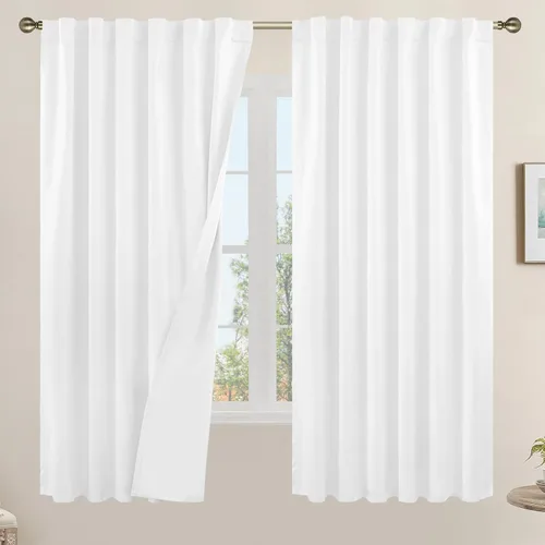 Vista 135 de LAMIT Cortinas opacas cortas de lino de 30 pulgadas para ventanas de cocina sobre el fregadero, cortinas de café texturizadas de lino marfil