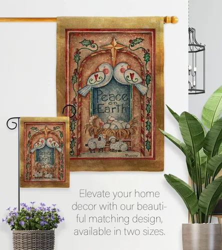 Vista 8 de Breeze Decor Bandera de jardín con paloma de la paz en la tierra, diseño de paloma para el invierno, tres reyes, religioso, para la temporada