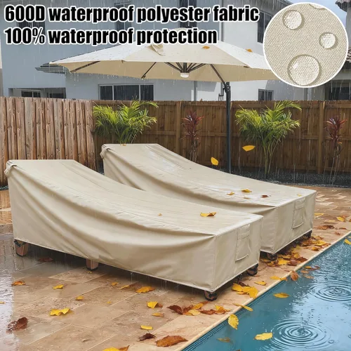 Vista 4 de Fundas para sillas de salón impermeables para exteriores, 1 paquete, poliéster 600D resistente a la intemperie, a los rayos UV y al desgarro, fundas