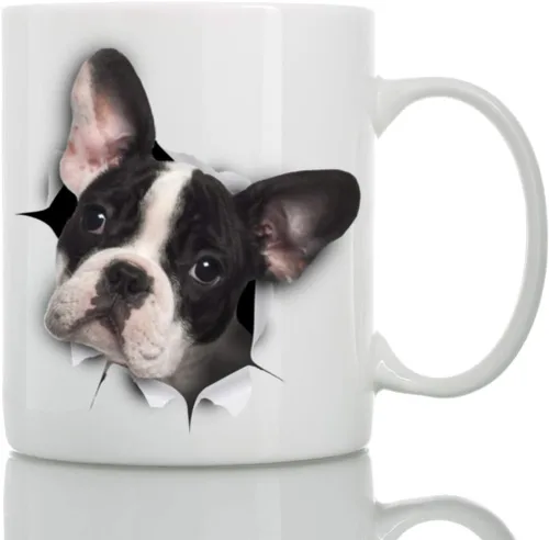 Vista 9 de Taza negra de bulldog francés – Taza de café divertida de cerámica – Regalo perfecto de bulldog francés – Bonita taza de café novedosa – Gran