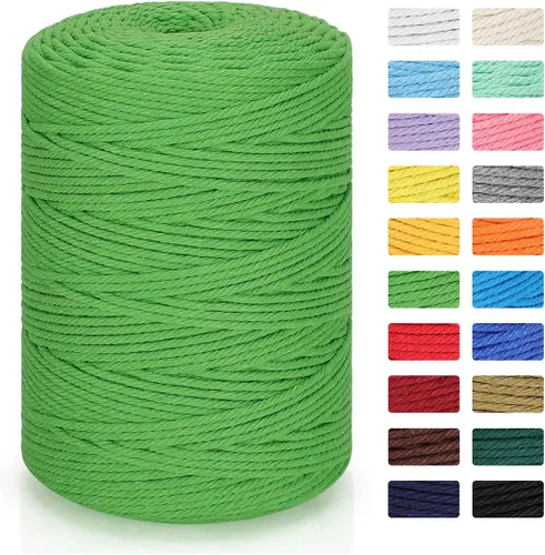 Vista 43 de Cordón de macramé 3mm x 300m Cuerda de macramé 100% algodón natural Cordón de algodón trenzado de 4 hebras para manualidades DIY, adornos