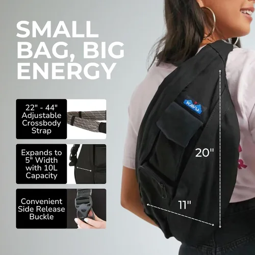 Vista 5 de KAVU - Bolso con correa de cuerda, mochila para senderismo, campamento y viajes Negro