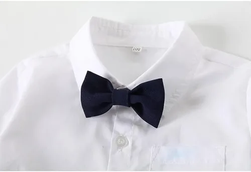 Vista 3 de Conjunto de chaleco de 3 piezas para bebé con camisa blanca, chaleco y pantalón