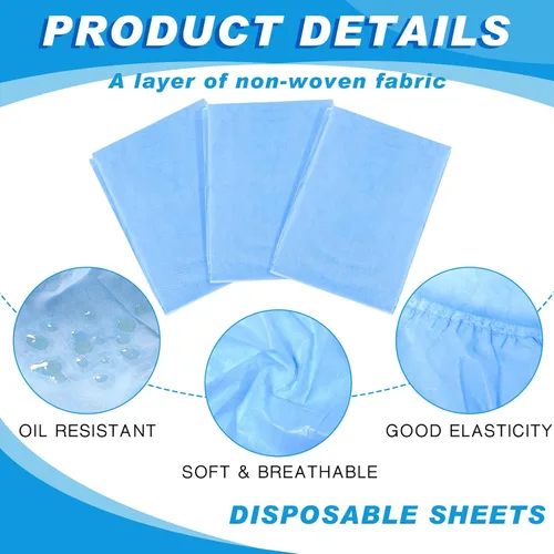 Vista 3 de Oudain 50 sábanas bajeras desechables con elástico, impermeables, a prueba de aceite, 39 x 87 pulgadas, fundas desechables para cama de masaje, spa