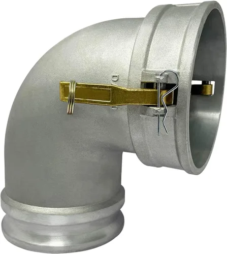 Vista 6 de Gloxco Tipo de aluminio DA leva y ranura de manguera de montaje, codo de 90 grados, 2 "Camlock hembra x 2" Camlock macho (CAM-20-DA90-AL)