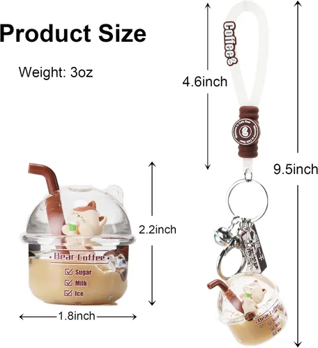 Vista 2 de Lindo llavero Kawaii Boba Liquid Bear Llavero Gato Llavero Mochila Charm Mujeres Hombres Niñas Niño Adolescentes Hija