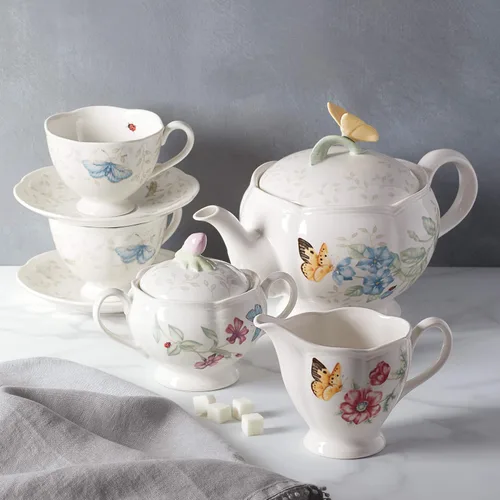 Vista 5 de Lenox Butterfly Meadow - Juego de té de 8 piezas, servicio para 2, color blanco