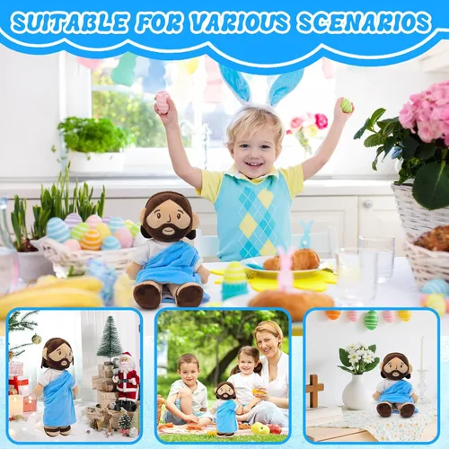 Vista 6 de Yelakey Muñeco de peluche de Jesús marrón de 11.8 pulgadas, guardián, bautizo, peluche, juguete de Salvador, regalos para la iglesia, escuela