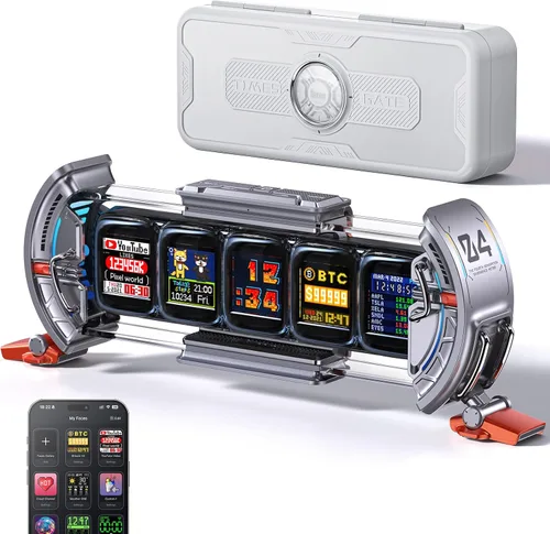 Vista 9 de Divoom Times Gate - Reloj digital de configuración de juegos cyberpunk con control inteligente de aplicación, conexión WiFi, pantalla LED RGB, panel