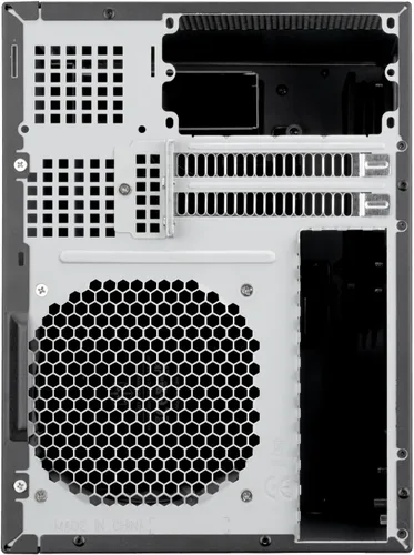 Vista 4 de SilverStone Technology CS240 Chasis NAS Mini-ITX de 4 bahías U.2 Tri-Mode Hot-Swap de alto rendimiento, SST-CS240B