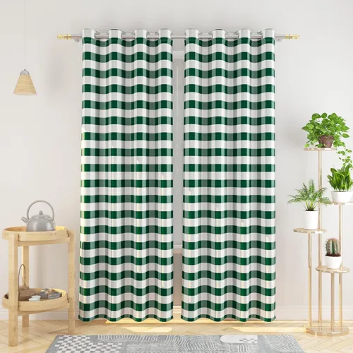 Vista 101 de Cortinas de 24 pulgadas de largo con diseño Buffalo Check Gingham Plaid para ventanas de cocina y baño, tratamiento para ventanas con 2 paneles
