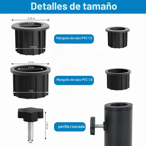 Vista 3 de Piezas de recambio del paraguas del patio 6pcs, piezas de base del paraguas