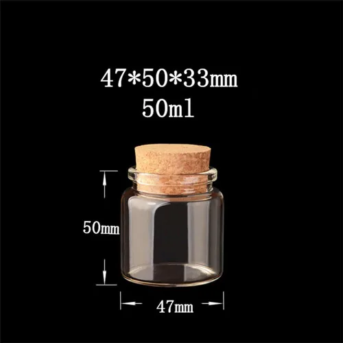 Vista 4 de Capacidad 1.7 fl oz botellas de vidrio con corcho pequeño transparente mini frascos de vidrio vacíos frascos 6 unids/lote