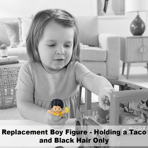 Vista 5 de Pieza de repuesto para Fisher-Price Little People Serve It Up Food Truck Playset - GTT73 ~ Figura de niño de repuesto que sostiene un taco ~ Pelo
