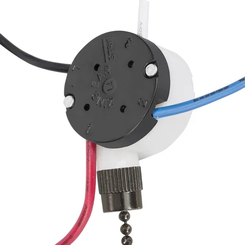 Vista 4 de Interruptor de ventilador de techo 3 velocidades 4 cables accesorios de repuesto, compatible con Hunter Fan, negro