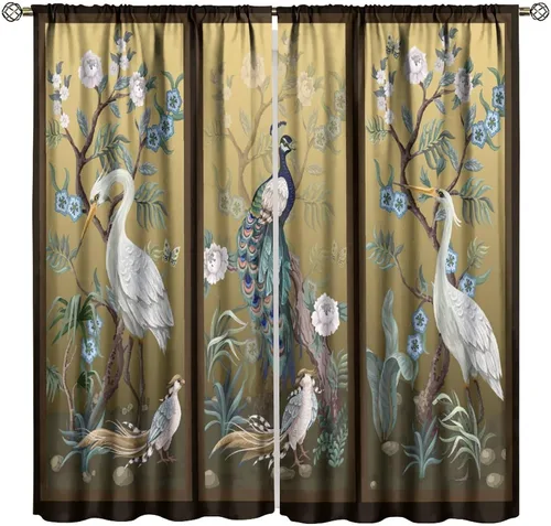 Vista 26 de Cortinas de cerezo, paisaje japonés, árbol de cerezo natural, primavera, dormitorio, sala de estar, ventana, 2 juegos de paneles, 42 x 45 pulgadas