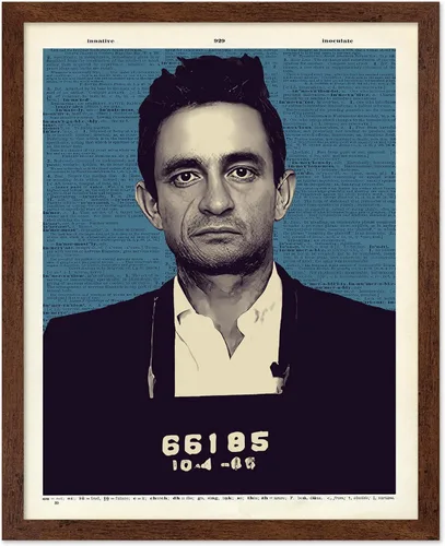 Vista 11 de Monem Art Mugshot Print - Póster retro de ojos azules de Ol' - Arte de diccionario - Diseño de pared de retrato de músico famoso - Gran decoración