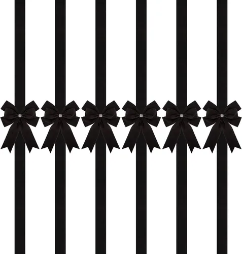 Vista 3 de Meseey 6 lazos grandes de terciopelo para armarios, lazos para puerta de armarios para Acción de Gracias, otoño, Halloween, Navidad, fiesta (negro)