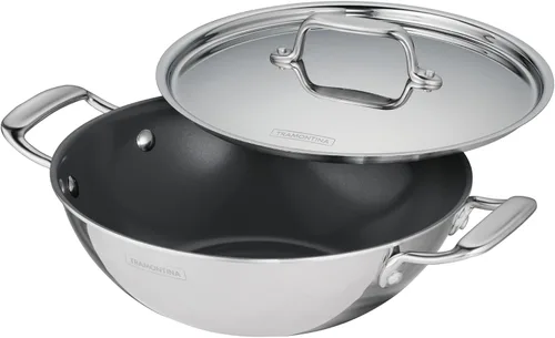 Vista 10 de Tramontina Utsava - Kadai de acero inoxidable con revestimiento de tres