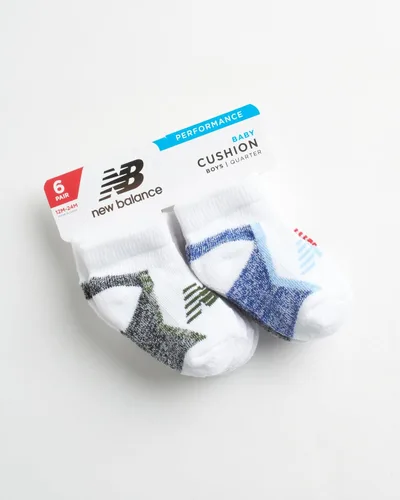 Vista 2 de New Balance Calcetines para bebé, paquete de 6 calcetines acolchados de corte de un cuarto (bebébebé)