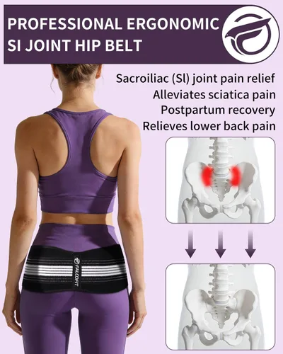 Vista 3 de Cinturón FALCOFIT SI para Hombres y Mujeres – Soporte Pélvico Sacroilíaco para Alivio del Dolor de Espalda Baja, Cadera y Ciática – Soporte Lumbar