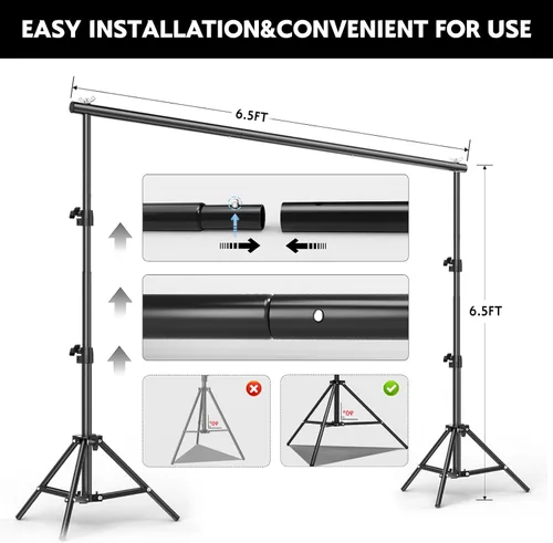 Vista 5 de BEIYANG Soporte de fondo ajustable de 6.5 x 6.5 pies, kit de soporte de fondo para fotos con bolsa de transporte para fiestas, decoración, bodas