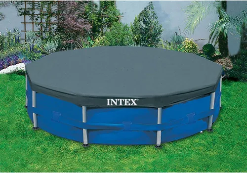 Vista 2 de CUBIERTA DE ALBERCA INTEX 28030E: Para piscinas de 10 pies con marco redondo de metal – Incluye cuerda de atado – Orificios de drenaje – Sobresalida