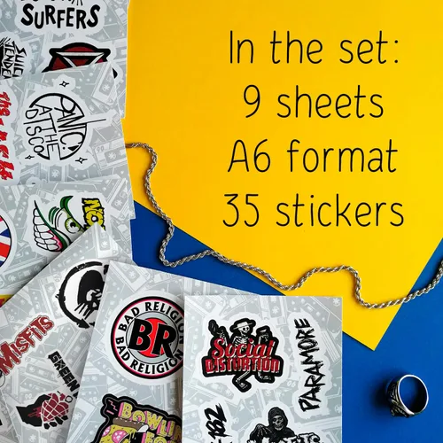 Vista 2 de BulbaCraft Pegatinas Punk Rock - Pegatinas de Banda para Adultos, Adhesivos Autoadhesivos e Impermeables, Pegatinas Punk Rock para Laptops