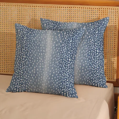 Vista 5 de Fundas de Almohada de Antílope 16x16 Paquete de 2, Fundas de Almohada Decorativas con Estampado de Piel de Animal Azul Marino, Fundas de Almohada