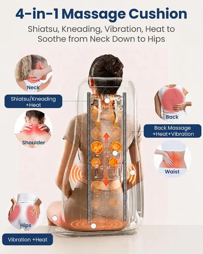 Vista 3 de Shiatsu Masajeador de cuello y espalda con calor de grafeno, almohadilla