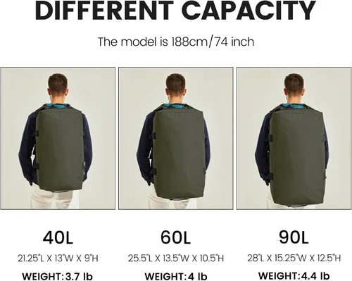 Vista 6 de Nepest Mochila de lona grande, resistente al agua de 3 vías, bolsa de lona para gimnasio con compartimento para zapatos para entrenamiento deportivo