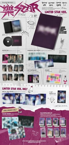 Vista 2 de Stray Kids 樂-Star Rock-Star 8th Mini Album Limited STAR Version 2p Special Mini Poster on Pack+1p 4Cut Photo Film+1+60p PhotoBook+2p PhotoCard+1ea