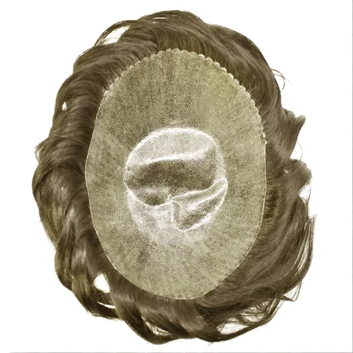 Vista 452 de Toupee para hombre 100% cabello humano real tupé para hombres 0.004 in piel de poliuretano para hombre, sistema de reemplazo de piezas de pelo