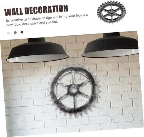 Vista 4 de Ipetboom Rustic Wooden Gear Wall Ornament Retro Industrial Decor for Bar Home Bedroom Living Photography Prop Unique Chic Wall Hanging Art