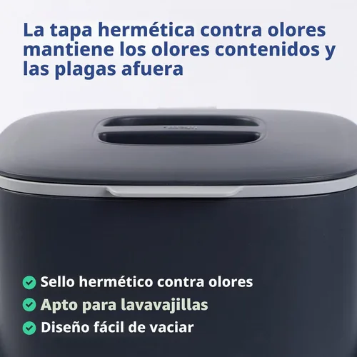 Vista 4 de Blue Ginkgo - Contenedor de compost de cocina, 2.6 L, color gris oscuro