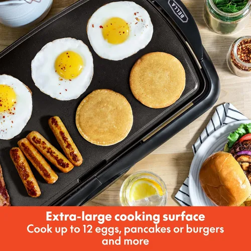 Vista 3 de bella Plancha eléctrica antiadherente, haz 10 huevos a la vez, revestimiento antiadherente Healthy-Eco, limpieza sin complicaciones, gran superficie