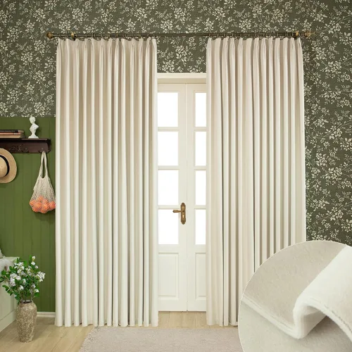 Vista 17 de MUMFAS Panel de Cortina con Pliegues Pellizcos de Terciopelo Sólido con Aislamiento Térmico 95% Opaca para Puerta de Patio para Barra Transversal